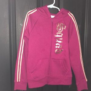Cranberry colored “squad” hoodie